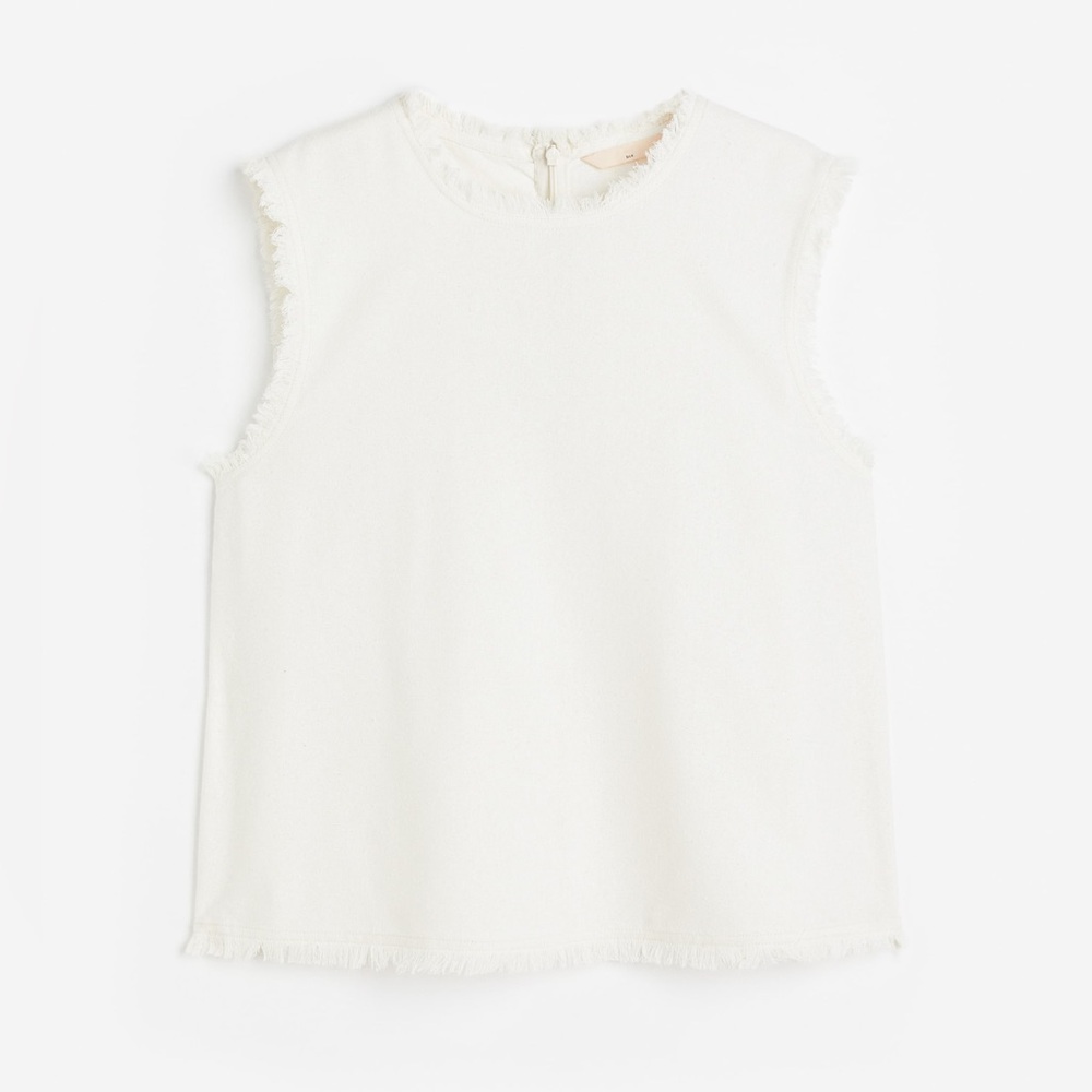 H&M Premium Fringe-Trimmed Silk Top, Small, NWOT